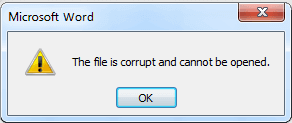 This file is corrupt - Microsoft Word.
