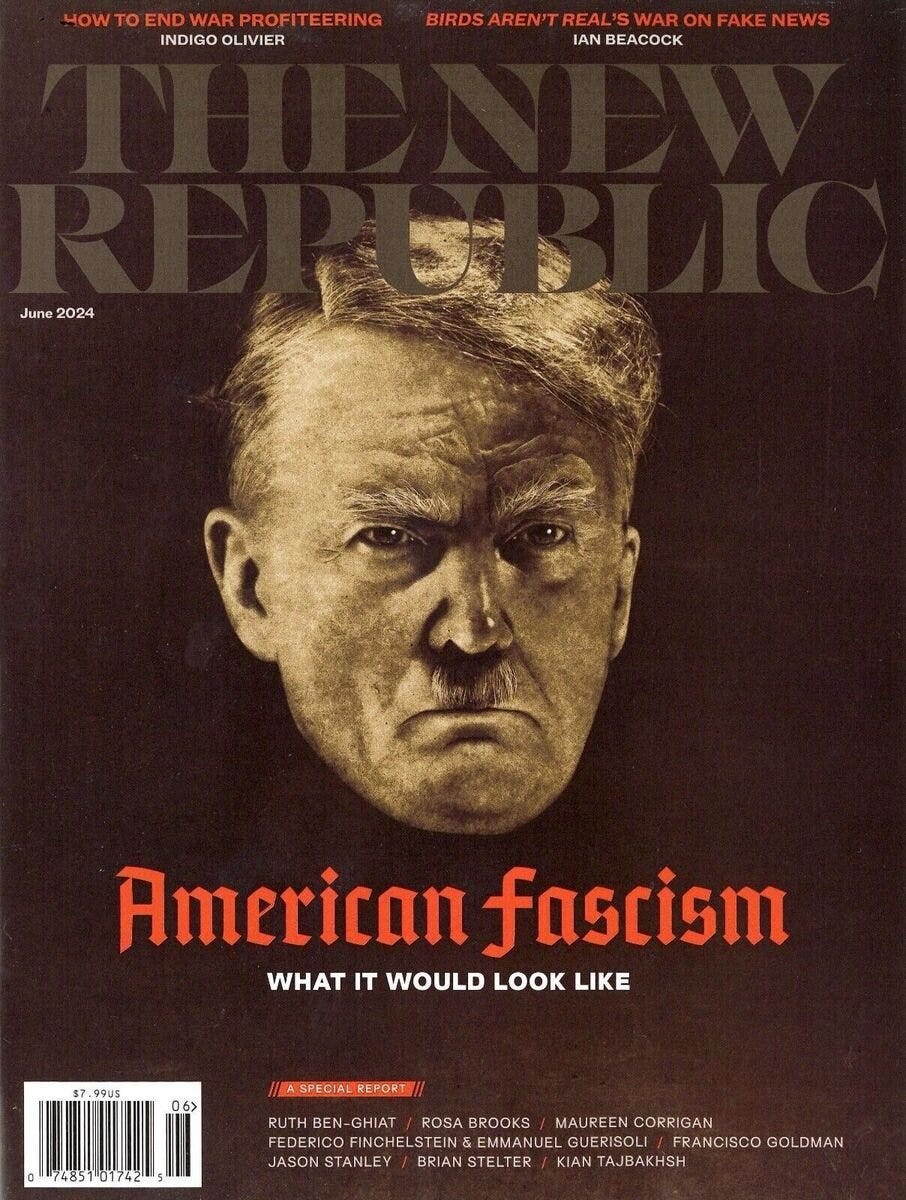 Trump as Hitler on the cover of The New Republic.