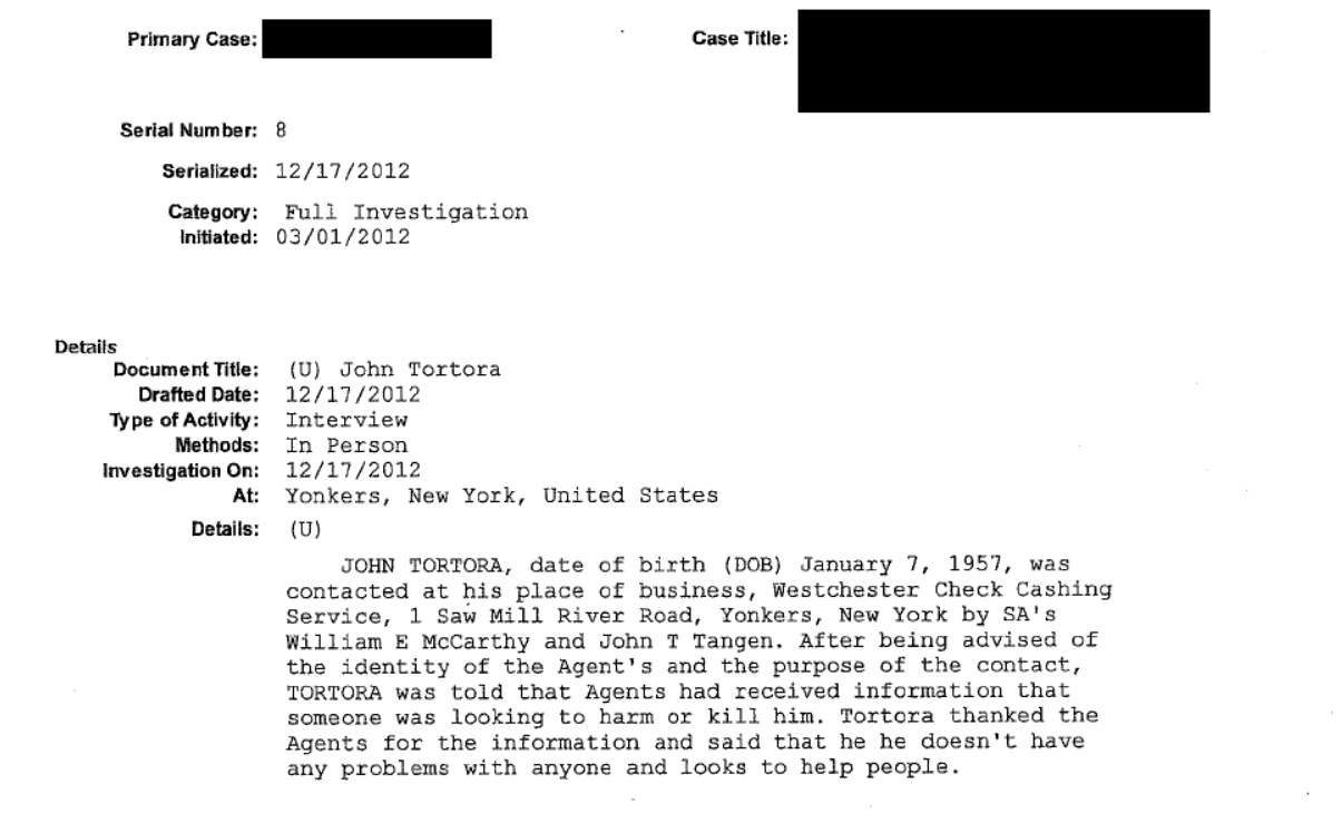 Comey Exposed in FOIA Case: Florida lawsuit targets government vendetta in Yonkers murder case involving John “Johnny T” Tortora.