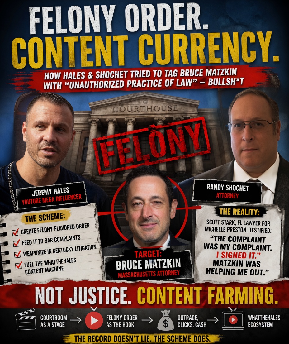 Florida Courtroom Content Farm: Documents suggest a coordinated legal strategy targeting attorney Bruce Matzkin with Florida UPL ruling.