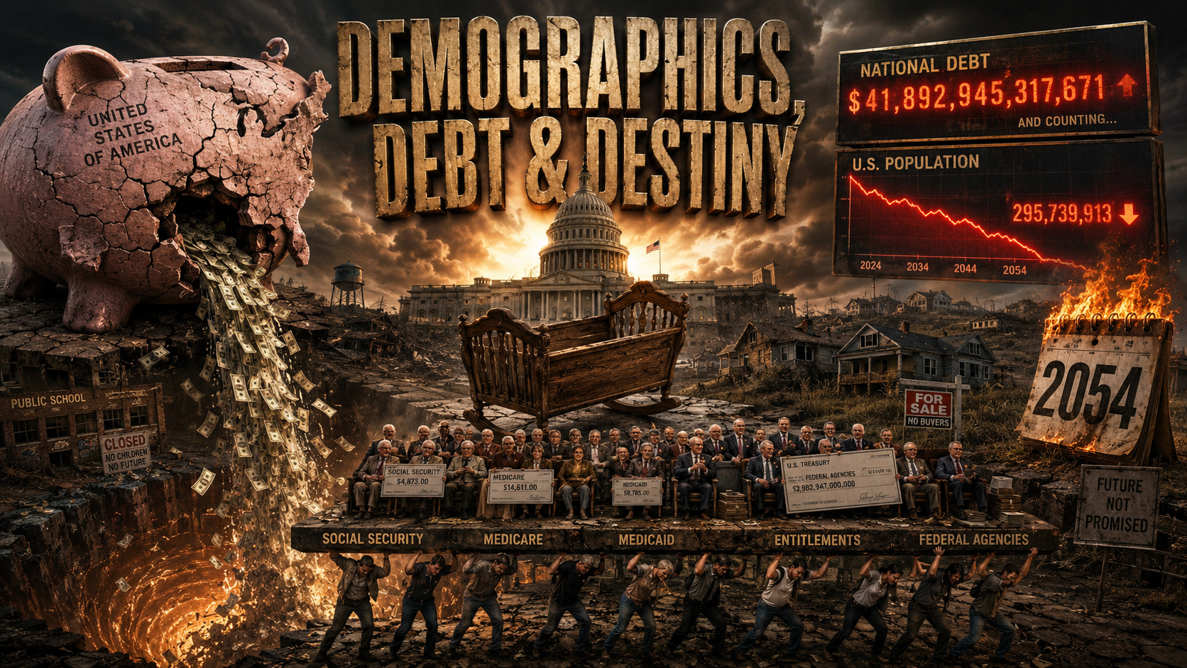 The Great American Shrink: Falling birthrates and soaring debt are converging, threatening growth, retirement, and the nation’s future.