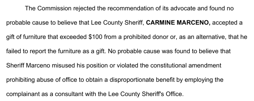 Sheriff Marceno Vindicated: Florida dismisses all four Marceno ethics allegations. Bob Norman’s follow-ups advance a different narrative.